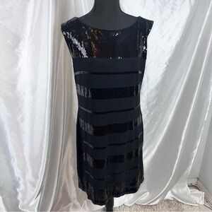 WHBM Black Sequin Block Party Shift Dress - Size Small